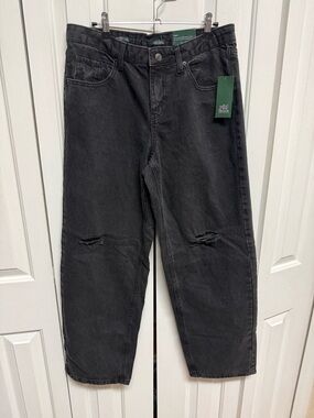 wild fable Black Wide-Leg Distressed Jeans